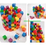 ⁦Blocs de construction en bois – 100 pièces⁩ - الصورة ⁦4⁩