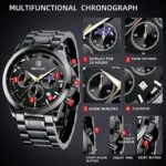 ⁦Montre Homme BENYAR 51060 Chronographe – Tout Noir, Bracelet Acier Noir⁩ - الصورة ⁦5⁩