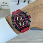 ⁦Montre Homme MINI FOCUS MF0437 Chronographe Tonneau – Noir, Bracelet Rouge⁩ - الصورة ⁦8⁩
