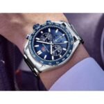 ⁦Montre Homme MINI FOCUS R04003 Chronographe – Cadran et Lunette Bleus, Acier Argenté⁩ - الصورة ⁦7⁩