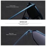 ⁦Lunettes de Soleil Polarisées Homme BARCUR BC8770 – Double Pont, Verres Bleu Miroir⁩ - الصورة ⁦6⁩
