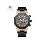 ⁦Montre Homme BENYAR Chronographe – Cadran Noir, Boîtier Or Rose, Acier Noir⁩ - الصورة ⁦6⁩