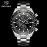 ⁦Montre Homme BENYAR 51040 Chronographe – Cadran et Lunette Noirs, Acier⁩ - الصورة ⁦6⁩