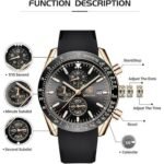 ⁦Montre Homme BENYAR 5140 Chronographe – Cadran Noir, Boîtier Or Rose, Cuir Noir⁩ - الصورة ⁦5⁩