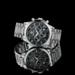 ⁦Montre Homme BENYAR 5160 Chronographe – Cadran Noir, Acier Argenté⁩ - الصورة ⁦8⁩