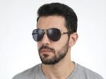 ⁦Lunettes de Soleil Polarisées Homme BARCUR BC8728 – Aviateur, Noir et Argent⁩ - الصورة ⁦9⁩
