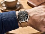 ⁦Montre Homme BENYAR 5104 Chronographe – Cadran Noir, Or Rose, Cuir Camel⁩ - الصورة ⁦9⁩