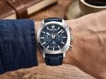 ⁦Montre Homme BENYAR 5205 Chronographe 43 mm – Cadran Bleu, Boîtier Argenté, Bracelet Bleu⁩ - الصورة ⁦8⁩