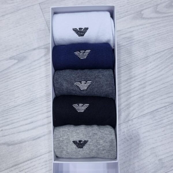 Chaussettes Homme Emporio Armani – Coton, Coffret Cadeau 5 Paires, Noir, Blanc & Gris