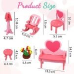 ⁦Meubles de salon en bois pour maison de poupée – rose⁩ - الصورة ⁦4⁩