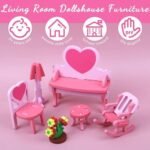 ⁦Meubles de salon en bois pour maison de poupée – rose⁩ - الصورة ⁦6⁩