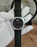 ⁦Montre Homme BENYAR 5205 Chronographe 43 mm – Cadran Noir, Boîtier Argenté, Cuir Noir⁩ - الصورة ⁦5⁩