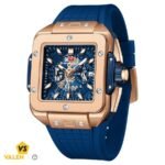 ⁦Montre Homme MINI FOCUS MF0475 Chronographe Carré – Boîtier Or Rose, Cadran Squelette Bleu⁩ - الصورة ⁦2⁩