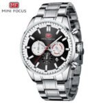 ⁦Montre Homme MINI FOCUS 5169 Chronographe – Cadran Noir, Acier Argenté⁩ - الصورة ⁦4⁩