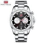 ⁦Montre Homme MINI FOCUS 5169 Chronographe – Cadran Noir, Acier Argenté⁩ - الصورة ⁦3⁩