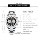 ⁦Montre Homme MINI FOCUS 5169 Chronographe – Cadran Noir, Acier Argenté⁩ - الصورة ⁦7⁩