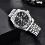 ⁦Montre Homme PAGANI DESIGN Automatique – Cadran Noir, Lunette Cannelée, Bracelet Jubilé⁩ - الصورة ⁦5⁩