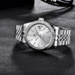 ⁦Montre Homme PAGANI DESIGN Automatique – Cadran Argenté, Lunette Cannelée, Bracelet Jubilé⁩ - الصورة ⁦4⁩