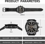 ⁦Montre Homme BENYAR 5140 Chronographe – Boîtier Effet Carbone, Cuir Noir⁩ - الصورة ⁦4⁩