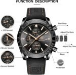 ⁦Montre Homme BENYAR 5140 Chronographe – Boîtier Effet Carbone, Cuir Noir⁩ - الصورة ⁦3⁩
