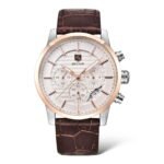 ⁦Montre Homme BENYAR 5104 Chronographe – Cadran Blanc, Or Rose, Cuir Marron Foncé⁩ - الصورة ⁦5⁩