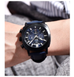 ⁦Montre Homme BENYAR 5205 Chronographe 43 mm – Boîtier Noir, Cadran Bleu⁩ - الصورة ⁦5⁩