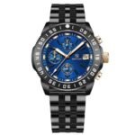 ⁦Montre Homme BENYAR 51098 Chronographe – Acier Noir, Cadran Bleu et Accents Or Rose⁩ - الصورة ⁦3⁩