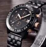⁦Montre Homme BENYAR 51098 Chronographe – Tout Noir, Accents Or Rose⁩ - الصورة ⁦2⁩