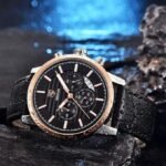 ⁦Montre Homme BENYAR 5104 Chronographe – Cadran Noir, Boîtier Or Rose, Cuir Noir⁩ - الصورة ⁦2⁩