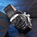 ⁦Montre Homme BENYAR 5104 Chronographe – Cadran Noir, Boîtier Or Rose, Cuir Noir⁩ - الصورة ⁦3⁩