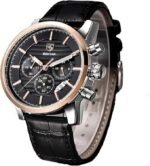 ⁦Montre Homme BENYAR 5104 Chronographe – Cadran Noir, Boîtier Or Rose, Cuir Noir⁩ - الصورة ⁦4⁩