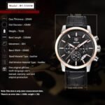 ⁦Montre Homme BENYAR 5104 Chronographe – Cadran Noir, Boîtier Or Rose, Cuir Noir⁩ - الصورة ⁦6⁩