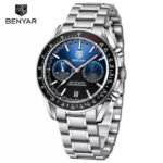 ⁦Montre Homme BENYAR 5194 Chronographe – Cadran Bleu, Acier⁩ - الصورة ⁦6⁩