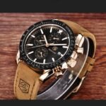 ⁦Montre Homme BENYAR 5140 Chronographe – Cadran Noir, Or Rose, Cuir Camel⁩ - الصورة ⁦2⁩