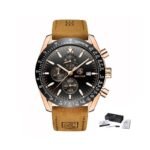 ⁦Montre Homme BENYAR 5140 Chronographe – Cadran Noir, Or Rose, Cuir Camel⁩ - الصورة ⁦4⁩