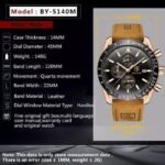 ⁦Montre Homme BENYAR 5140 Chronographe – Cadran Noir, Or Rose, Cuir Camel⁩ - الصورة ⁦5⁩