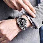 ⁦Montre Homme BENYAR 5169 Chronographe – Cadran Noir, Lunette Noire, Acier⁩ - الصورة ⁦6⁩