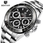 ⁦Montre Homme BENYAR 5169 Chronographe – Cadran Noir, Lunette Noire, Acier⁩ - الصورة ⁦5⁩