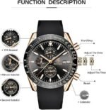 ⁦Montre Homme BENYAR 5140 Chronographe – Cadran Noir, Boîtier Or Rose, Cuir Noir⁩ - الصورة ⁦7⁩