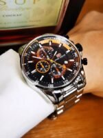 ⁦Montre Homme MINI FOCUS Chronographe – Cadran Noir, Accents Or Rose, Acier⁩ - الصورة ⁦2⁩