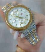 ⁦Montre Homme MINI FOCUS MF0471 Chronographe – Bicolore Or et Argent, Cadran Blanc⁩ - الصورة ⁦4⁩
