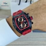 ⁦Montre Homme MINI FOCUS MF0437 Chronographe Tonneau – Noir, Bracelet Rouge⁩ - الصورة ⁦6⁩