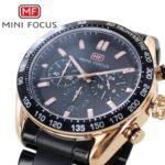 ⁦Montre Homme MINI FOCUS MF0403 Chronographe – Cadran Noir, Lunette Tachymètre, Or Rose⁩ - الصورة ⁦2⁩