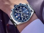 ⁦Montre Homme MINI FOCUS MF0403 Chronographe – Cadran Bleu, Acier Argenté⁩ - الصورة ⁦7⁩
