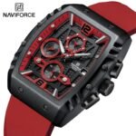 ⁦Montre Homme NAVIFORCE Chronographe Tonneau – Bracelet Rouge⁩ - الصورة ⁦4⁩
