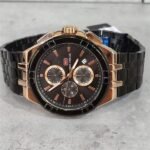 ⁦Montre Homme MINI FOCUS MF0471 Chronographe – Cadran Noir, Or Rose, Acier Noir⁩ - الصورة ⁦2⁩