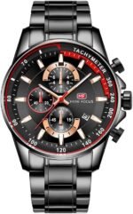 ⁦Montre Homme MINI FOCUS MF0218 Chronographe – Tout Noir, Accents Rouges⁩ - الصورة ⁦3⁩