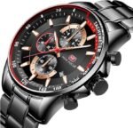 ⁦Montre Homme MINI FOCUS MF0218 Chronographe – Tout Noir, Accents Rouges⁩ - الصورة ⁦4⁩