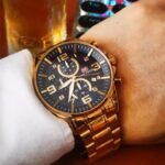 ⁦Montre Homme MINI FOCUS MF0218 Chronographe – Doré, Cadran Bleu⁩ - الصورة ⁦3⁩