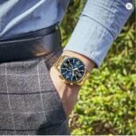 ⁦Montre Homme MINI FOCUS MF0218 Chronographe – Doré, Cadran Bleu⁩ - الصورة ⁦5⁩